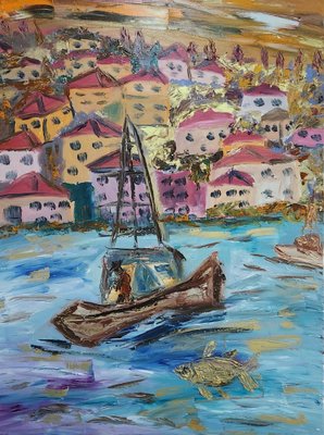 Dondi Schwartz, Greek Village, 2024, Oil on Canvas-CHG-2037938