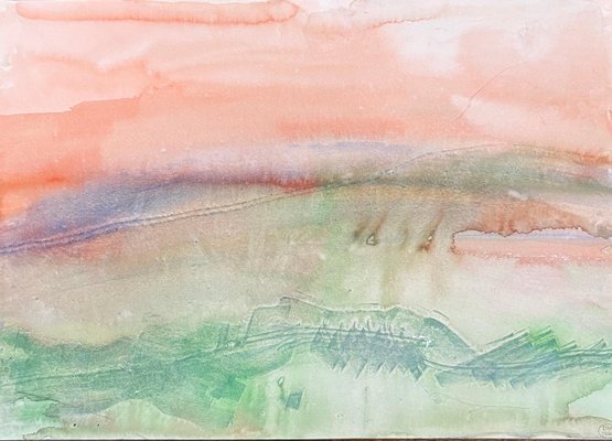 Dora Maar, Landscape at Sunset-Luberon-France, Watercolor, 1960s, Framed-QUE-1447945