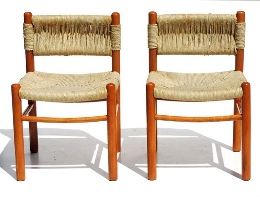 Dordogne Wicker Chairs by Charlotte Perriand for Robert Sentou, 1960s, Set of 4-GKB-949229