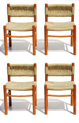 Dordogne Wicker Chairs by Charlotte Perriand for Robert Sentou, 1960s, Set of 4-GKB-949229