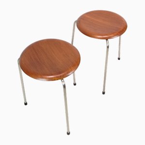 Dot Stools Model 3170 in Teak by Arne Jacobsen for Fritz Hansen, 1950s, Set of 2-UY-2027289