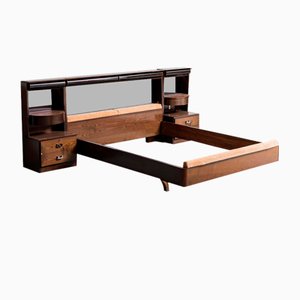 Double Bed in Wood and Fabric, 1970s-ZLY-1760196