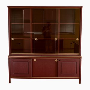 Double Body Sideboard Covered in Burgundy Imitation Leather by Umberto Mascagni, 1950s-RAQ-2033401