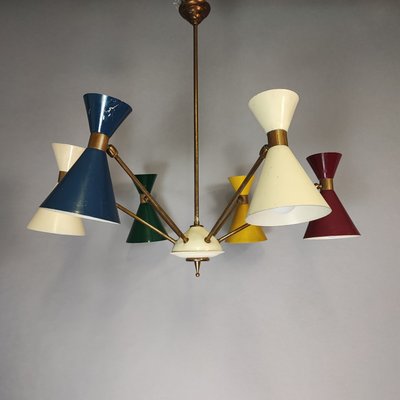 Double Colored Cone Chandelier, 1950s-FXH-2034562