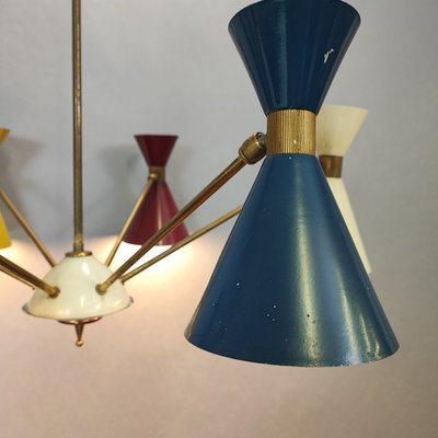 Double Colored Cone Chandelier, 1950s-FXH-2034562