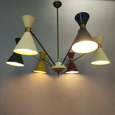 Double Colored Cone Chandelier, 1950s-FXH-2034562