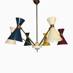 Double Colored Cone Chandelier, 1950s-FXH-2034562