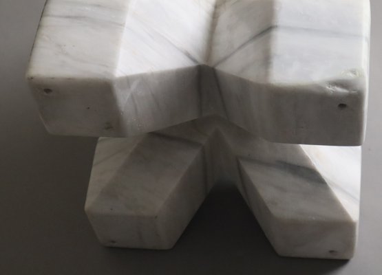 Double Cross Sculpture in White Italian Marble, 1980s-ESB-1724052