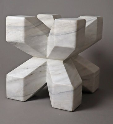 Double Cross Sculpture in White Italian Marble, 1980s-ESB-1724052