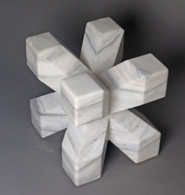 Double Cross Sculpture in White Italian Marble, 1980s-ESB-1724052