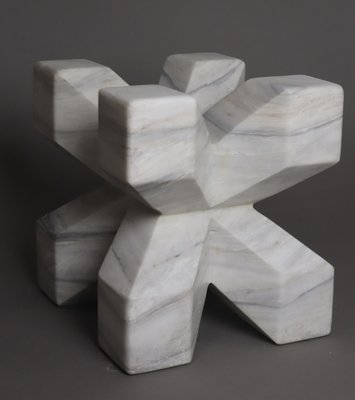 Double Cross Sculpture in White Italian Marble, 1980s-ESB-1724052