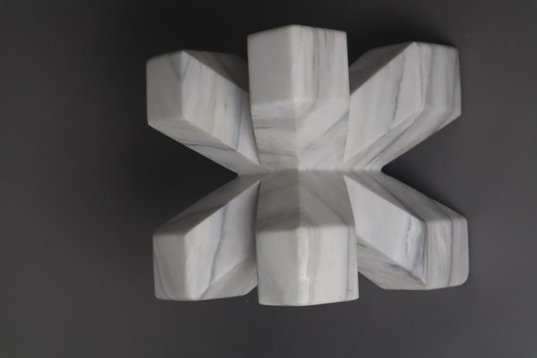 Double Cross Sculpture in White Italian Marble, 1980s-ESB-1724052