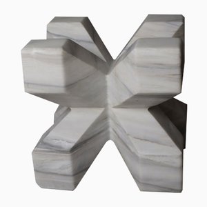 Double Cross Sculpture in White Italian Marble, 1980s-ESB-1724052