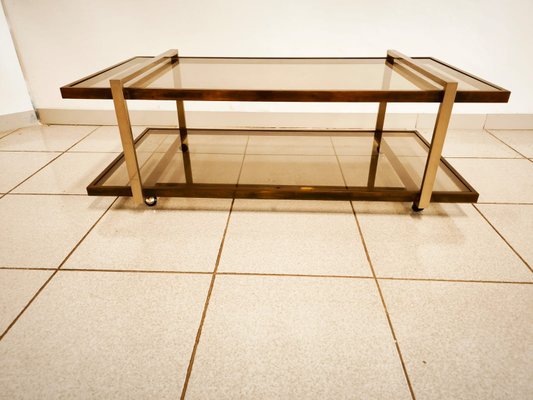 Double Glass Coffee Table with Wheels-QLH-2021650