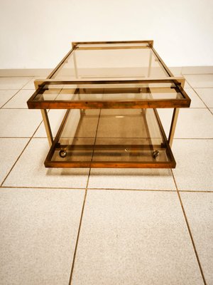 Double Glass Coffee Table with Wheels-QLH-2021650