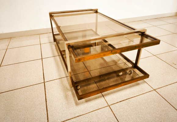 Double Glass Coffee Table with Wheels-QLH-2021650