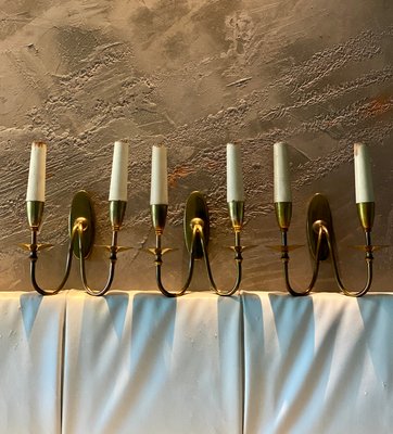 Double Light Wall Lights by Giò Ponti, 1950s, Italy, Set of 3-PYA-1049652