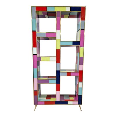 Double-Sided Open Bookcase in Multicolored Murano Glass, 1980s-BEW-1792642