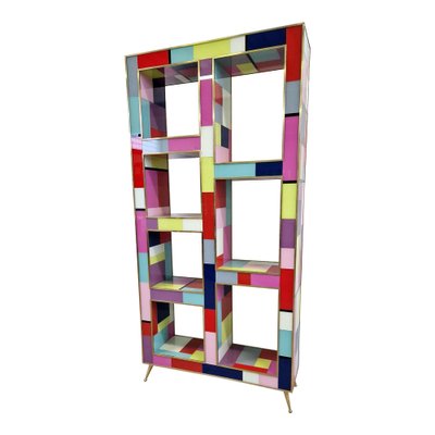 Double-Sided Open Bookcase in Multicolored Murano Glass, 1980s-BEW-1792642