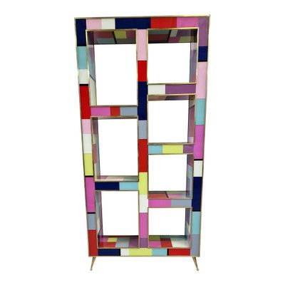 Double-Sided Open Bookcase in Multicolored Murano Glass, 1980s-BEW-1792642