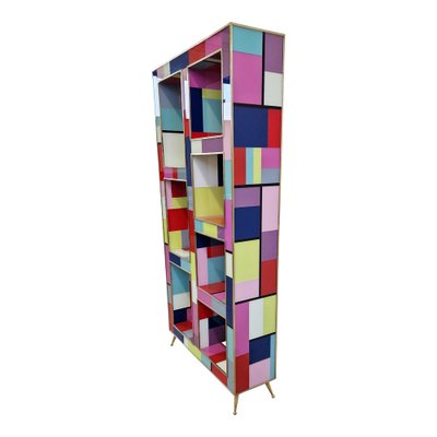 Double-Sided Open Bookcase in Multicolored Murano Glass, 1980s-BEW-1792642