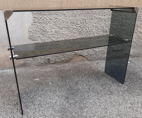 Double Top Console in Glass and Chrome by Gallotti and Radice, 1970s-OHK-1257348