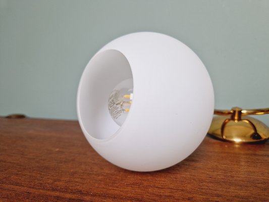 Double Wall Light in Brass and White Satin Glass, 1950s-FAX-2015998