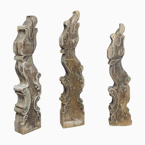 Dragon Head Wooden Beams, Set of 3-KJP-1149184