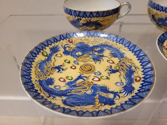 Dragon Motif Coffee / Tea Set in Satsuma Porcelain, Japan, 19th Century, Set of 9-NUC-1444789