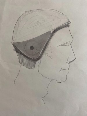 Drawing « helmeted man 1 » for the NASA - Raymond Loewy et William Snaith 1969-ICD-847297