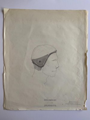 Drawing « helmeted man 1 » for the NASA - Raymond Loewy et William Snaith 1969-ICD-847297