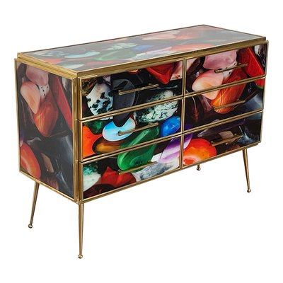 Dresser with Six Colored Glass Drawers, 1980s-BEW-1773499