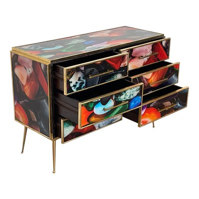 Dresser with Six Colored Glass Drawers, 1980s-BEW-1773499