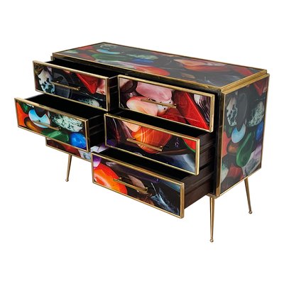 Dresser with Six Colored Glass Drawers, 1980s-BEW-1773499