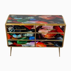 Dresser with Six Colored Glass Drawers, 1980s-BEW-1773499