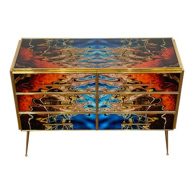 Dresser with Six Multicolored Glass Drawers, 1980s-BEW-1773453