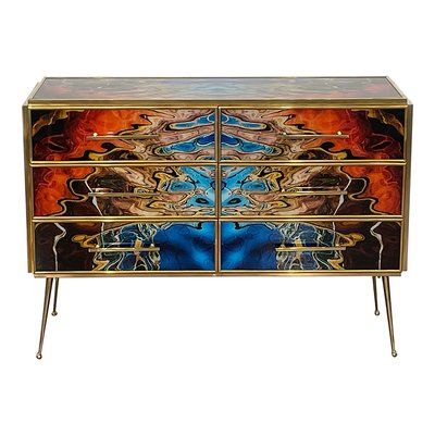 Dresser with Six Multicolored Glass Drawers, 1980s-BEW-1773453