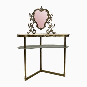 Dressing Table in Brass and Marble, 1940s-JHL-1821035