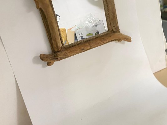 Driftwood and Rope Mirror in Grey Color, France, 1970s-UR-1723410