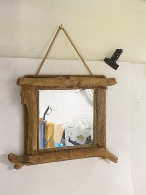 Driftwood and Rope Mirror in Grey Color, France, 1970s-UR-1723410