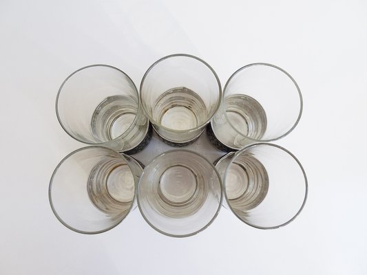 Drinking Glasses with Floral Metal Frame, 1960s, Set of 6-BLG-1748943