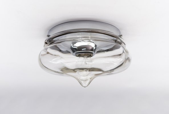 Drop-Shaped Smoked Glass Flush Mount, Germany, 1960s-KQB-1816714