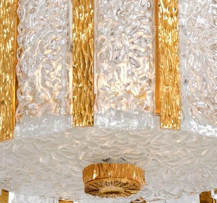 Drum Gold-Plated and Frosted Ice Glass Flushmount by J.T. Kalmar, Austria, 1960s-VDW-946936