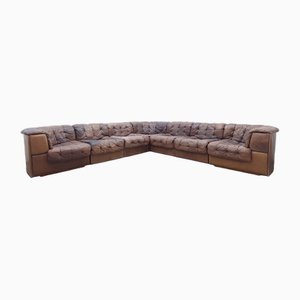 DS 11 Corner Modular Sofa in Brown Leather from de Sede, 1960s, Set of 7-BVM-1765127