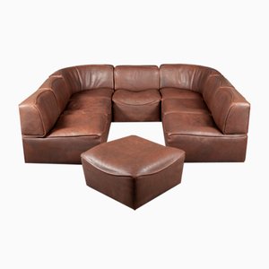 DS-15 Modular Sofa in Brown Leather from De Sede, 1970s, Set of 8-JIX-2020295