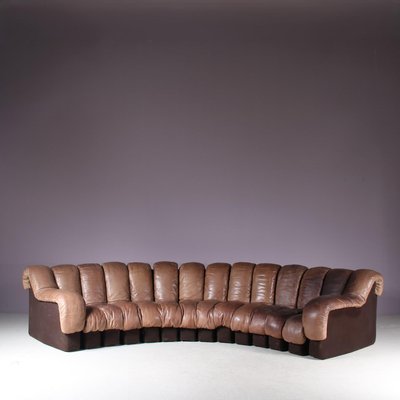 DS-600 Non-Stop Sofa in Brown Leather from de Sede, Switzerland, 1960-GG-2016860