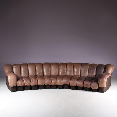 DS-600 Non-Stop Sofa in Brown Leather from de Sede, Switzerland, 1960-GG-2016860