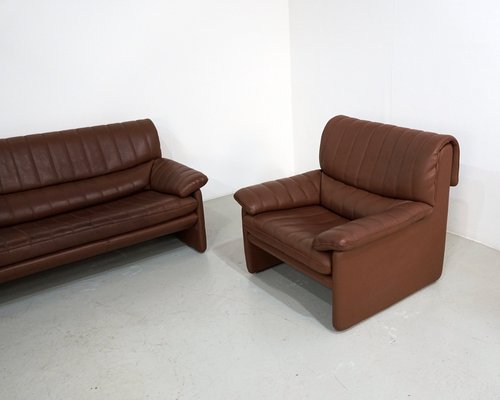 DS 68 Sofa Set in Brown Leather from De Sede, Set of 3-KA-1235733