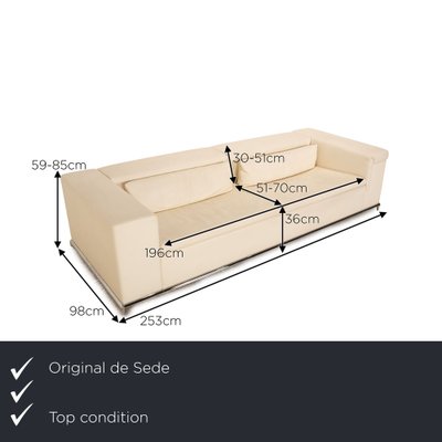 DS 7 3-Seater Sofa in Cream Leather from de Sede-RQW-1748364