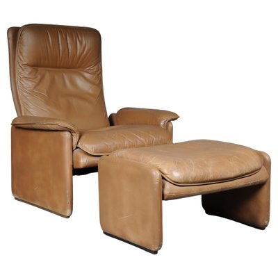 DS50 Lounge Chair & Ottoman in Leather from de Sede, Switzerland, 1970s, Set of 2-FLW-1402019